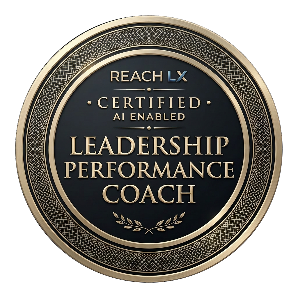 REACH LX Certified AI Enabled Leadership Performance Coach badge